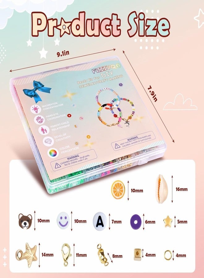 CLOSAL® Kids' Jewellery Making Kit - Pastel Pearl Round & Letter Beads, Unicorn Pendants, Crystal Star Flower Hair Beads - Image 5